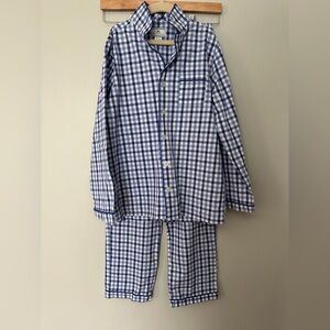 Petite Plume Boys Blue and White Gingham Long Sleeve Pajama Set Size 12